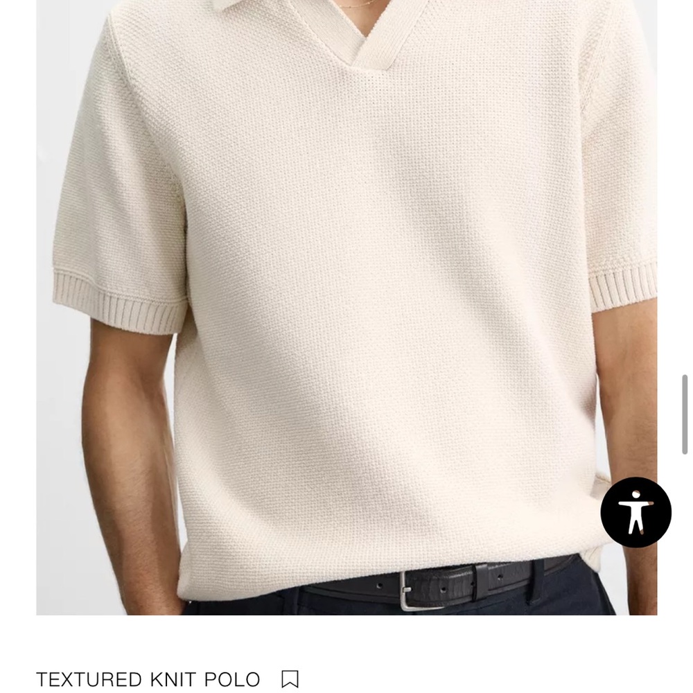Cream Textured Knit Polo Shirt